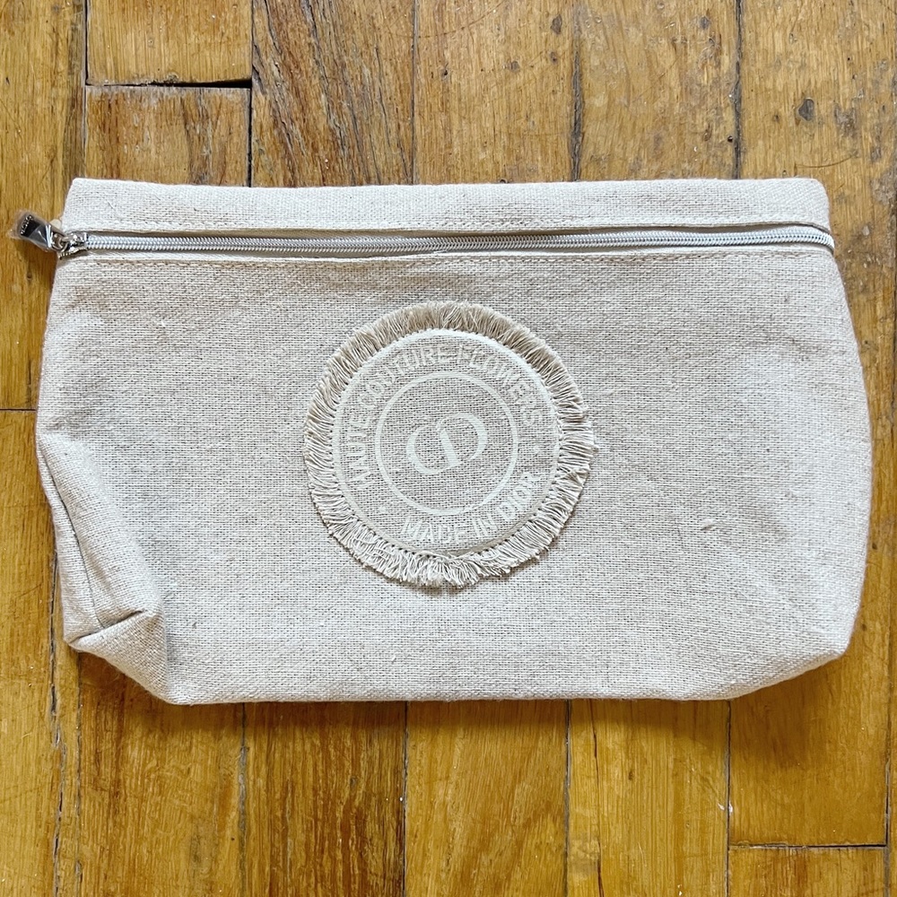 DIOR Canvas Linen Cosmetic Bag Travel Case, Beige